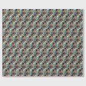 晴れた窓に赤いポピーの花束 ラッピングペーパー (フラット)