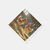 晴れた納屋で眼鏡をかけた鶏 スタンダードカクテルナプキン (角)