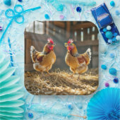 晴れた納屋で眼鏡をかけた鶏 ペーパープレート (パーティー)