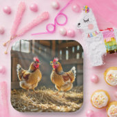 晴れた納屋で眼鏡をかけた鶏 ペーパープレート (パーティー)