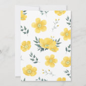 晴れた花、黄色鮮やかのフローラ結婚 招待状 (裏面)
