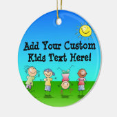晴れた遊日の子供たちのアウトドア セラミックオーナメント (左)