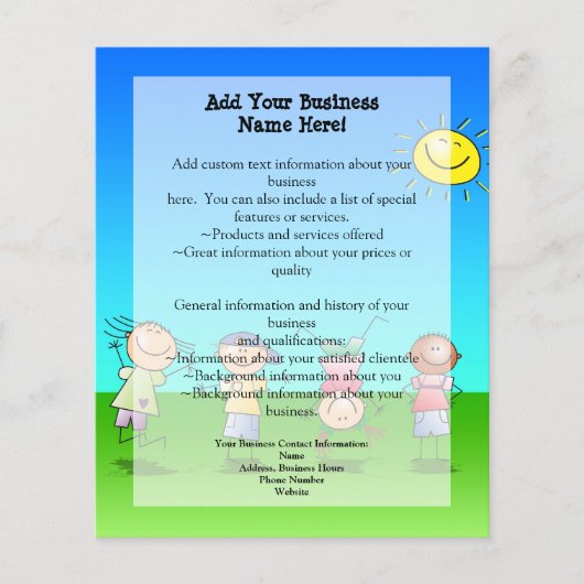 晴れた遊日の子供たちのアウトドア チラシ (正面)