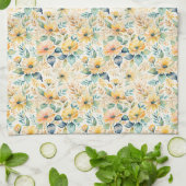 晴れた金ゴールドの花 キッチンタオル (折り畳み)