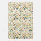 晴れた金ゴールドの花 キッチンタオル (縦)