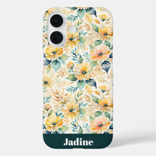 晴れた金ゴールドの花 iPhone 16ケース