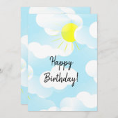 晴れた青い夏の空と雲の誕生日の願い (正面/裏面)
