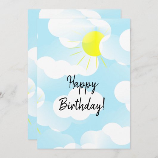 晴れた青い夏の空と雲の誕生日の願い (正面/裏面)