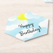 晴れた青い夏の空と雲の誕生日の願い ペーパーコースター (アングル)