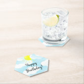 晴れた青い夏の空と雲の誕生日の願い ペーパーコースター (インサイチュ)