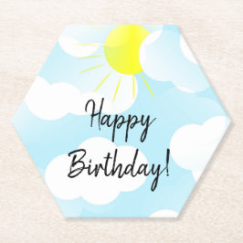 晴れた青い夏の空と雲の誕生日の願い ペーパーコースター