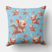 晴れた青い飛んでいる空に浮かぶ可愛い豚 クッション (裏面)