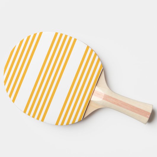 晴れた黄色と白の5つのストライプパターン 卓球ラケット (横)