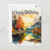 晴れの日を過ごす池 |ハッピーバースデー ポストカード (正面/裏面)
