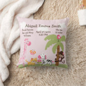 晴れパーソナライズされたたサファリ/少女動物枕 クッション (ブランケット)