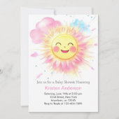 晴れ晴れ晴れ明るい女の子ベビーシャワー 招待状 (正面)