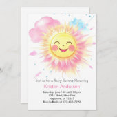 晴れ晴れ晴れ明るい女の子ベビーシャワー 招待状 (正面/裏面)