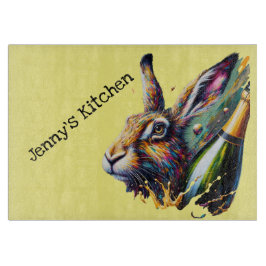 晴れ晴れ。ハレ&プロセッコ！黄色の背景 カッティングボード