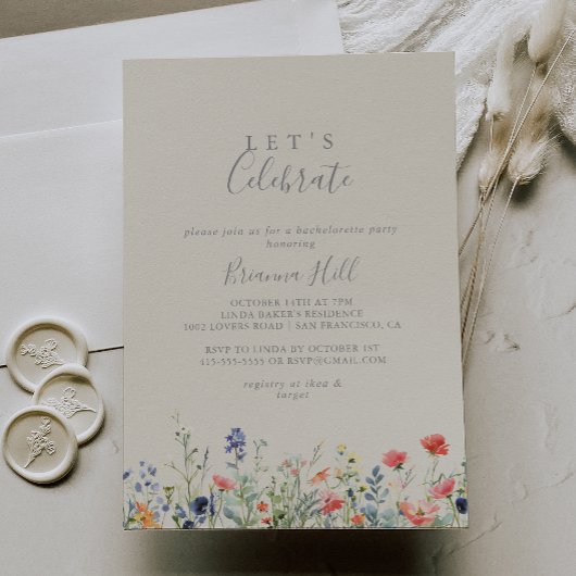 晴れ渡るワイルドフラワー祝ズパーティー 招待状