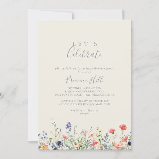 晴れ渡るワイルドフラワー祝ズパーティー 招待状 (正面)