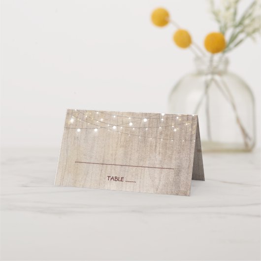 晴れ渡る素朴木のメイスン結婚ジャー プレイスカード (正面)