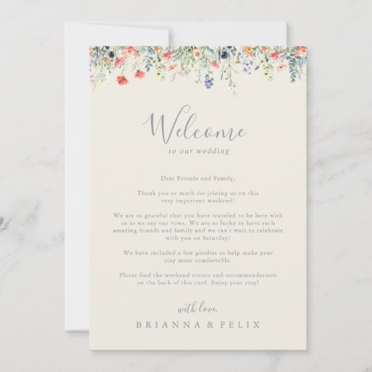 晴れ渡る野結婚花の歓迎の手紙 (正面)