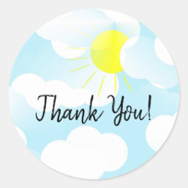 晴れ渡る青い夏の空と雲 ラウンドシール