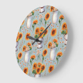 晴れ素朴の水色、シームレスなパターン。 ラージ壁時計 (傾斜)