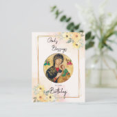 晴れ、幸せな花 東方正教会 誕生日 ポストカード (スタンド正面)