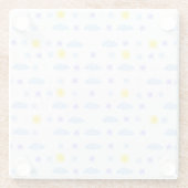 晴れ、曇り、星空の天気パターン ガラスコースター (裏面)