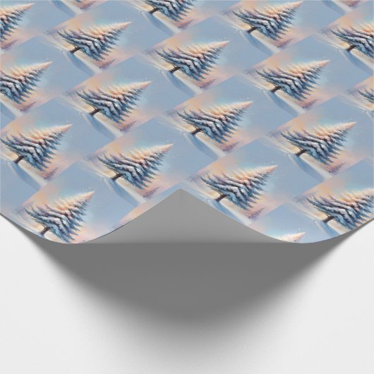 晴シンプルれた日に咲く白いクリスマスパイン ラッピングペーパー (角)