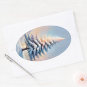 晴シンプルれた日に咲く白いクリスマスパイン 楕円形シール (封筒)