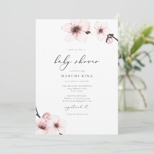 晴海エレガント桜さくらんぼ花ベビーシャワー 招待状 (スタンド正面)