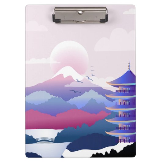 暁の平和な寺の風景 クリップボード (正面)