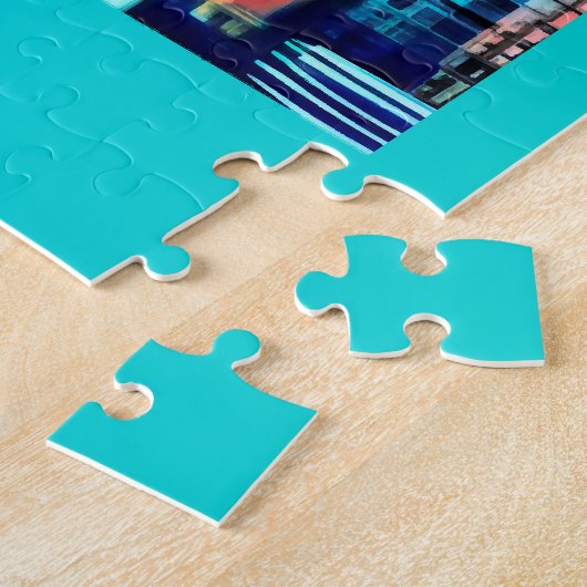 暁の空の下のシアトルの旅行ポスター ジグソーパズル (側面)