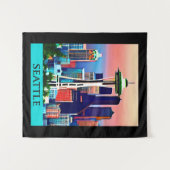 暁の空の下のシアトルの旅行ポスター タペストリー (正面(横))