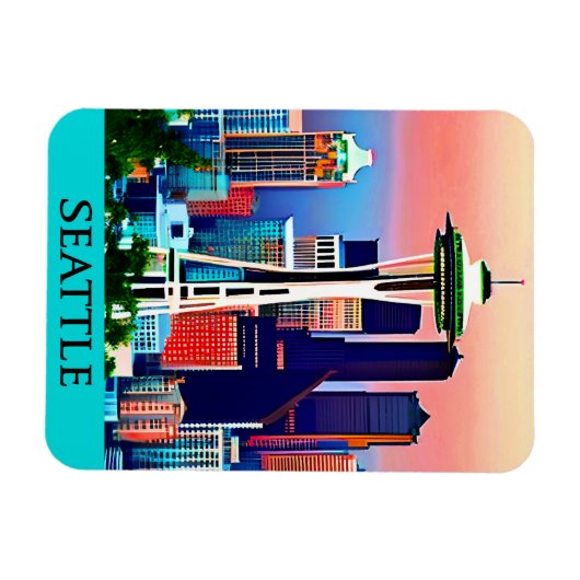 暁の空の下のシアトルの旅行ポスター マグネット (横)