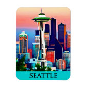 暁の空の下のシアトルの旅行ポスター マグネット (縦)