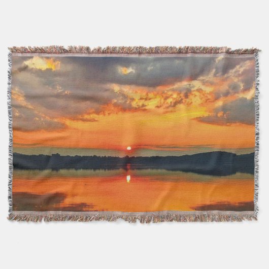 暁白熱［赤熱］光を放つ雲 スローブランケット (正面)