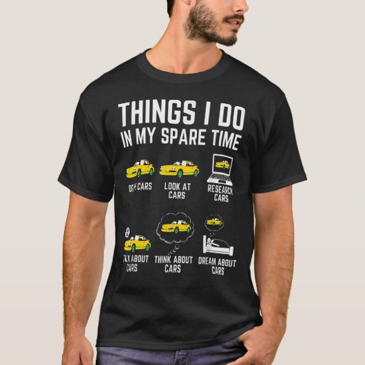 暇な時にすること メンズ カー好き Tシャツ (正面)