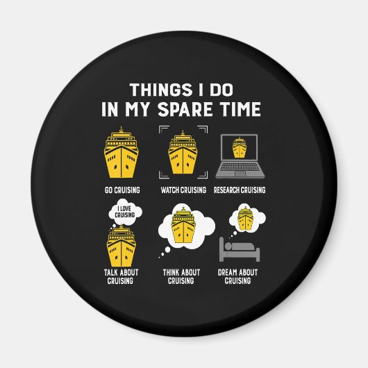 暇な時にやることはクルージング おもしろい マグネット (正面)