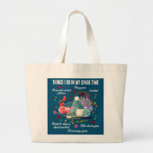 暇な時にやることをかぎ合わせる ラージトートバッグ (正面)