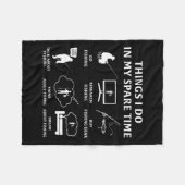 暇な時にやること魚釣り おもしろい フリースブランケット (正面(横))