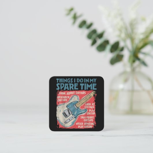 暇な時にエレクトリックでギターをおもしろい弾く スクエア名刺 (スタンド正面)