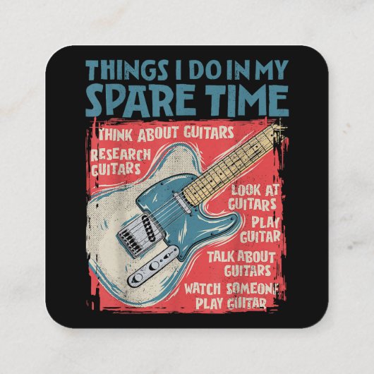 暇な時にエレクトリックでギターをおもしろい弾く スクエア名刺 (裏面)