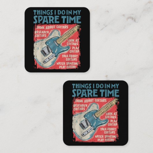 暇な時にエレクトリックでギターをおもしろい弾く スクエア名刺 (正面/裏面)