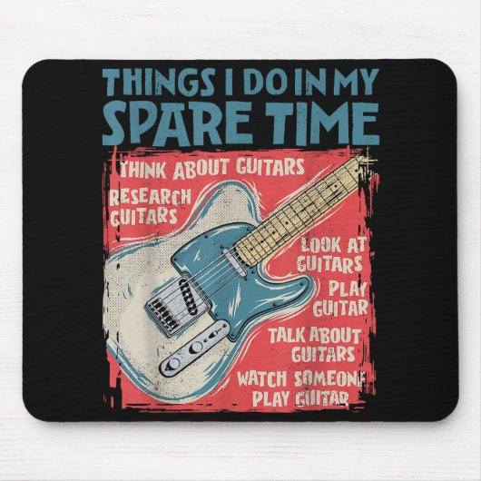 暇な時にエレクトリックでギターをおもしろい弾く マウスパッド (正面)