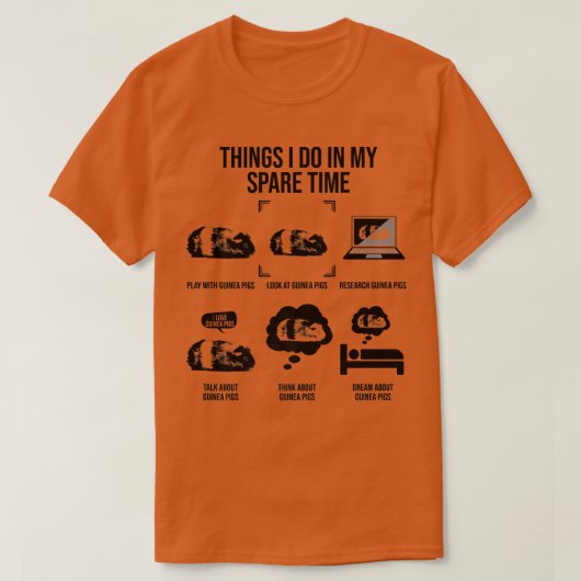 暇な時に行うことならモルモット好き Tシャツ (デザイン正面)