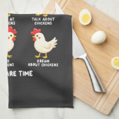 暇な時に行う事チキン農業 キッチンタオル (四つ折り)