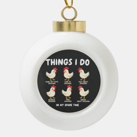 暇な時に行う事チキン農業 セラミックボールオーナメント (正面)
